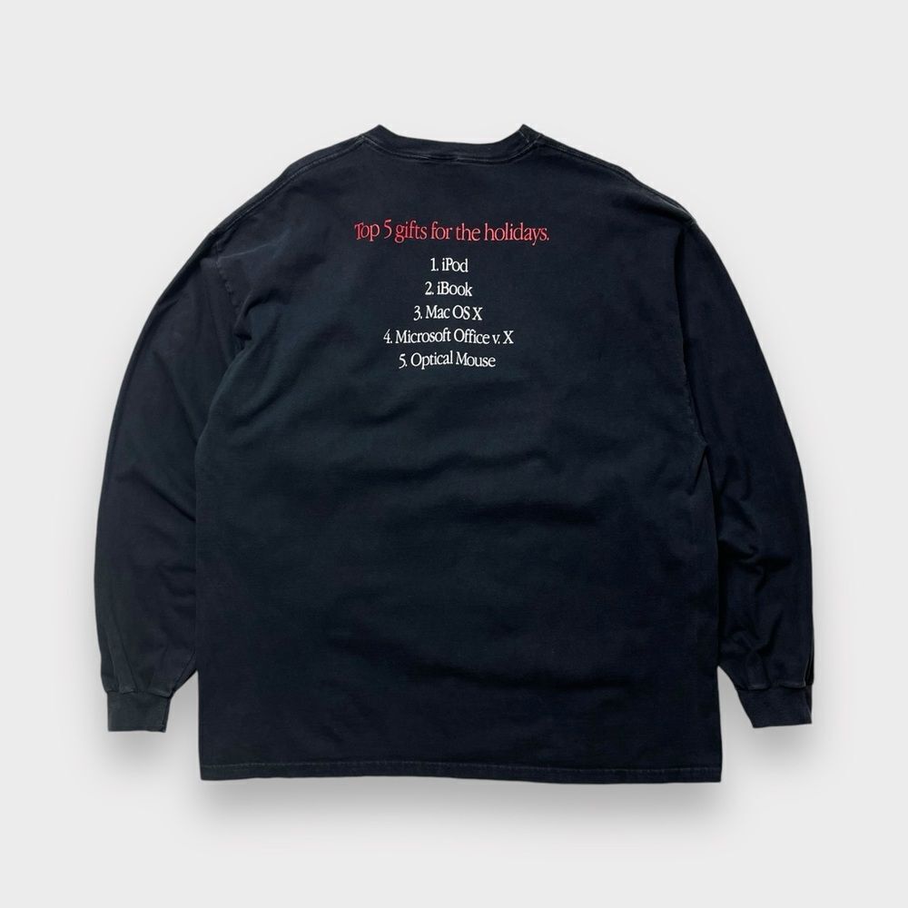 Vtg Y2K Apple Top 5 Holiday GIfts Shirt, 2-Sided Promo, iPod iBook Mac Xmas 2XL